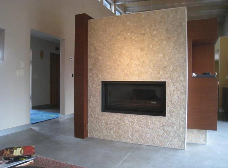 fireplace installed within wall